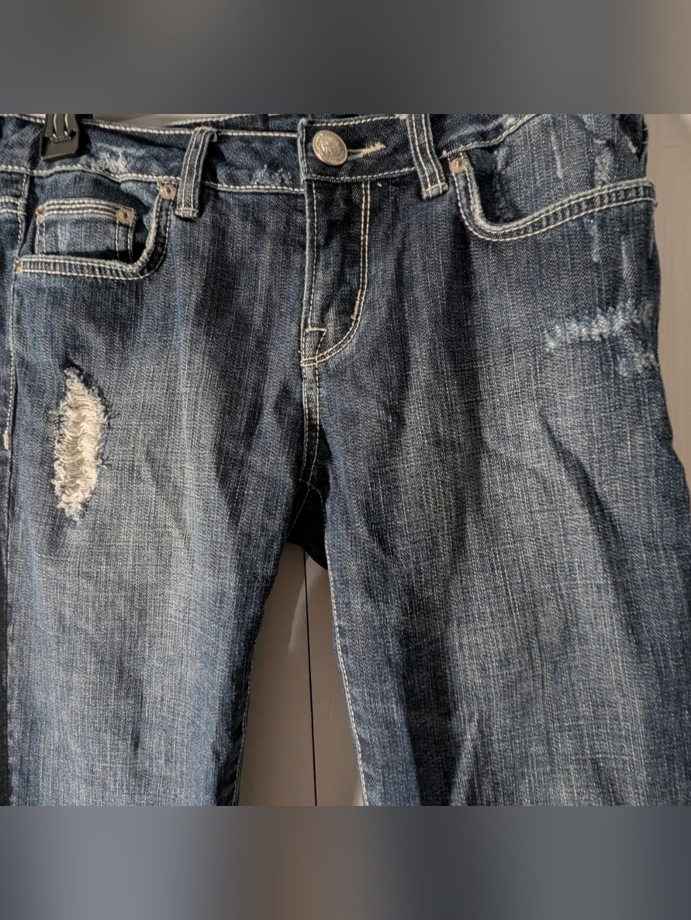 Buffalo David Bitton Distressed Dark Blue Boot Cut Jeans Size 28